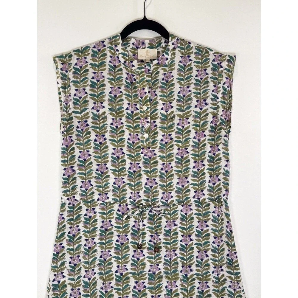 Perry Walker Womens Dress Green Floral Mini Cap Sleeve A Line Boho 1 US Small - Picture 6 of 11
